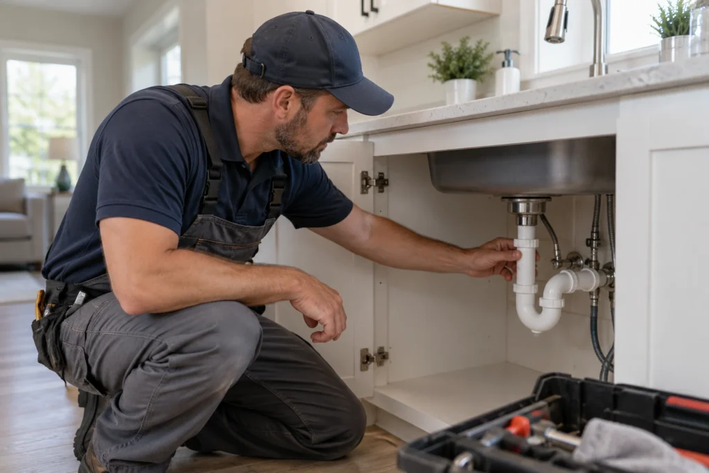 Plumbing rough-in installed inside a new home before walls are closed